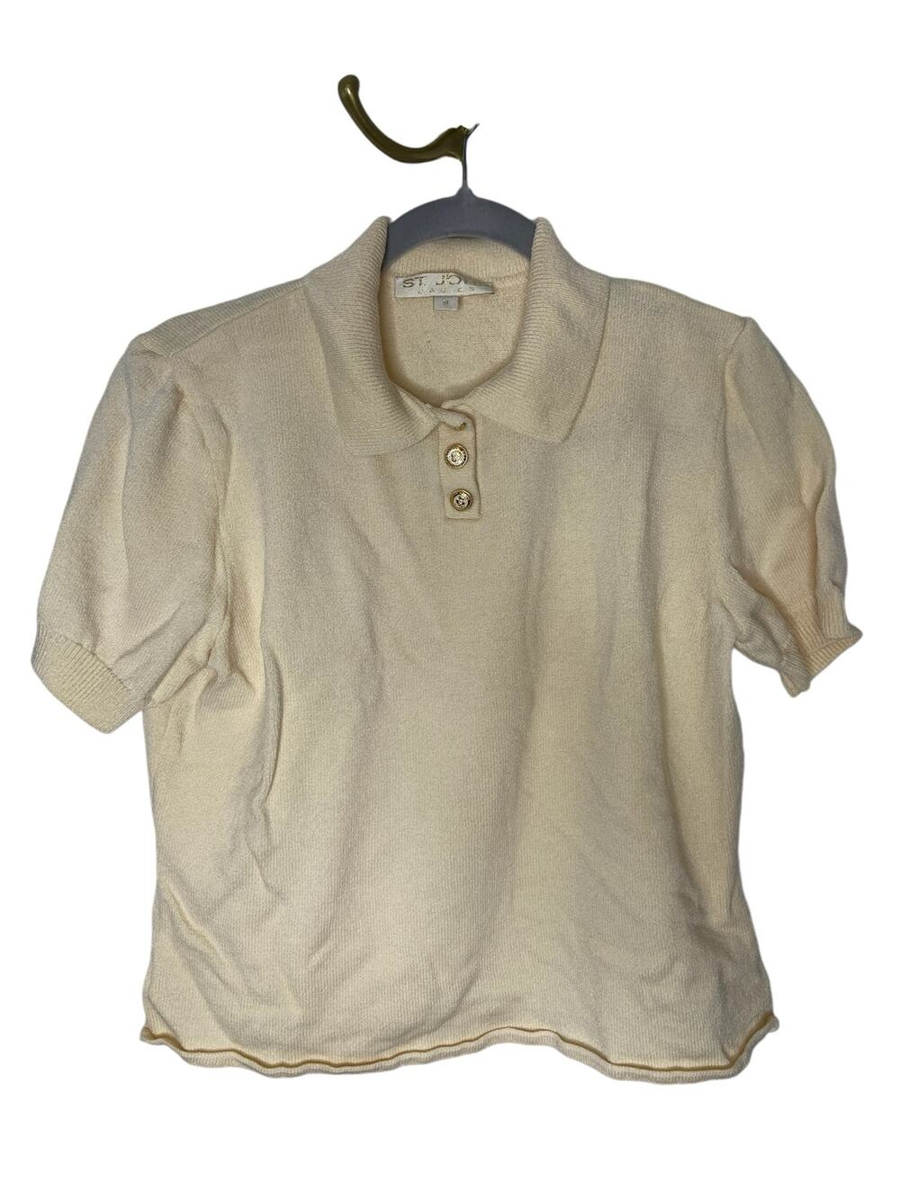 St. John Basics Womens Polo Shirt Collar Business Casual Golf Preppy Office M
